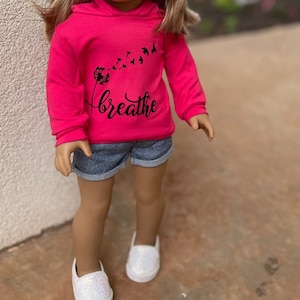 hoodie sweater- 18 inch doll clothes- pink, custom