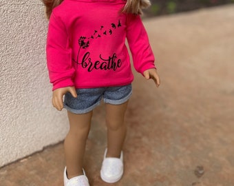 hoodie sweater- 18 inch doll clothes- pink, custom
