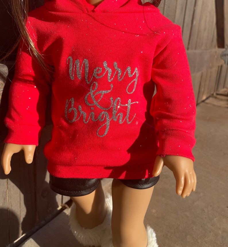 Christmas Hoodie 18 inch doll clothes Holiday outfit image 4