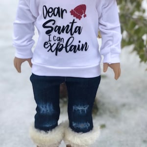 Christmas hoodie sweater -18 inch doll clothes- custom graphic