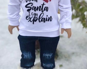 Christmas hoodie sweater -18 inch doll clothes- custom graphic