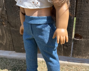 Jeans- 18 inch doll clothes- light denim