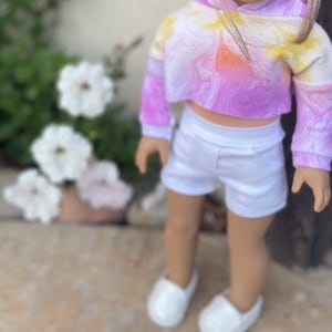 Shorts & crop top hoodie- 18 inch doll clothes- summer casual outfit