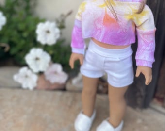 Shorts & crop top hoodie- 18 inch doll clothes- summer casual outfit