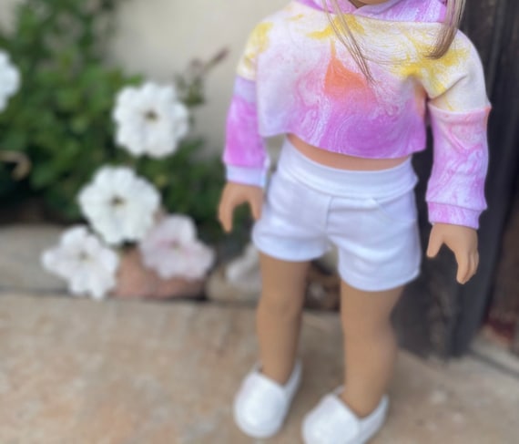 Shorts & crop top hoodie- 18 inch doll clothes- summer casual outfit