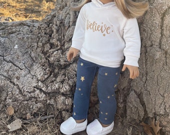 Sweater outfit -18 inch doll clothes- Hoodie shirt and Pants