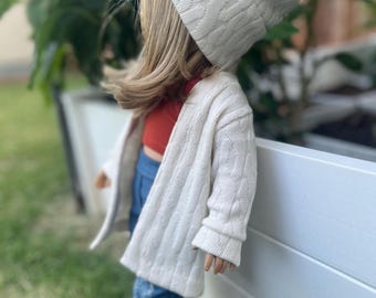 Suéter e gorro - roupa de outono para boneca de 45 cm