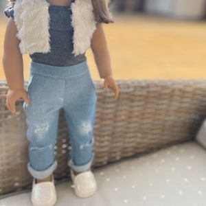 Jeans- 18 inch doll clothes- light denim ripped pants