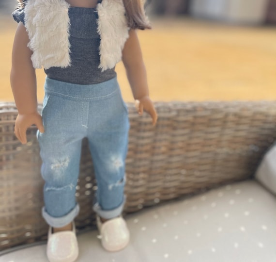 Jeans- 18 inch doll clothes- light denim ripped pants