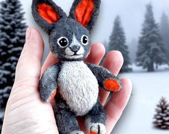 Realistic Crochet Animal Bunny, 1 6 Scale Plush Rabbit Art Doll, OOAK Lifelike Artist Miniature Toy, Collectible Stuffy, Mini Plushie