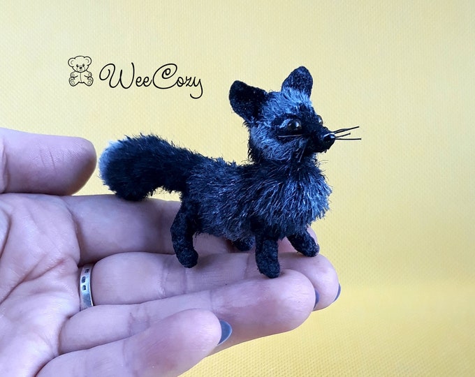Black Fox Plush, Miniature Fox, Realistic Animal Toy, Tiny Crochet Animal Etsy