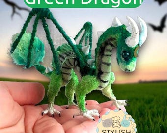 Miniature Crochet Dragon: Posable Mythical Creature Art Doll