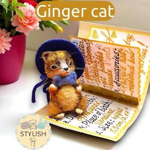 Crocheted Ginger Kitten Plush: Realistic Orange Cat Art Doll
