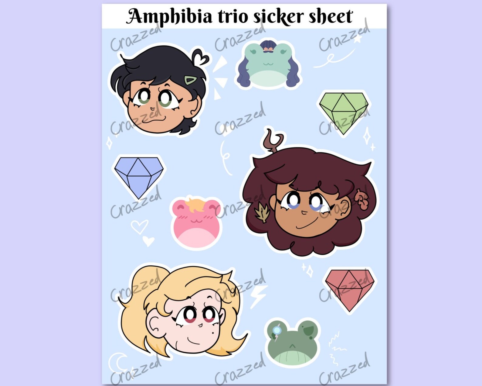 Amphibia Sticker Sheet Anne Marcy and Sasha | Etsy