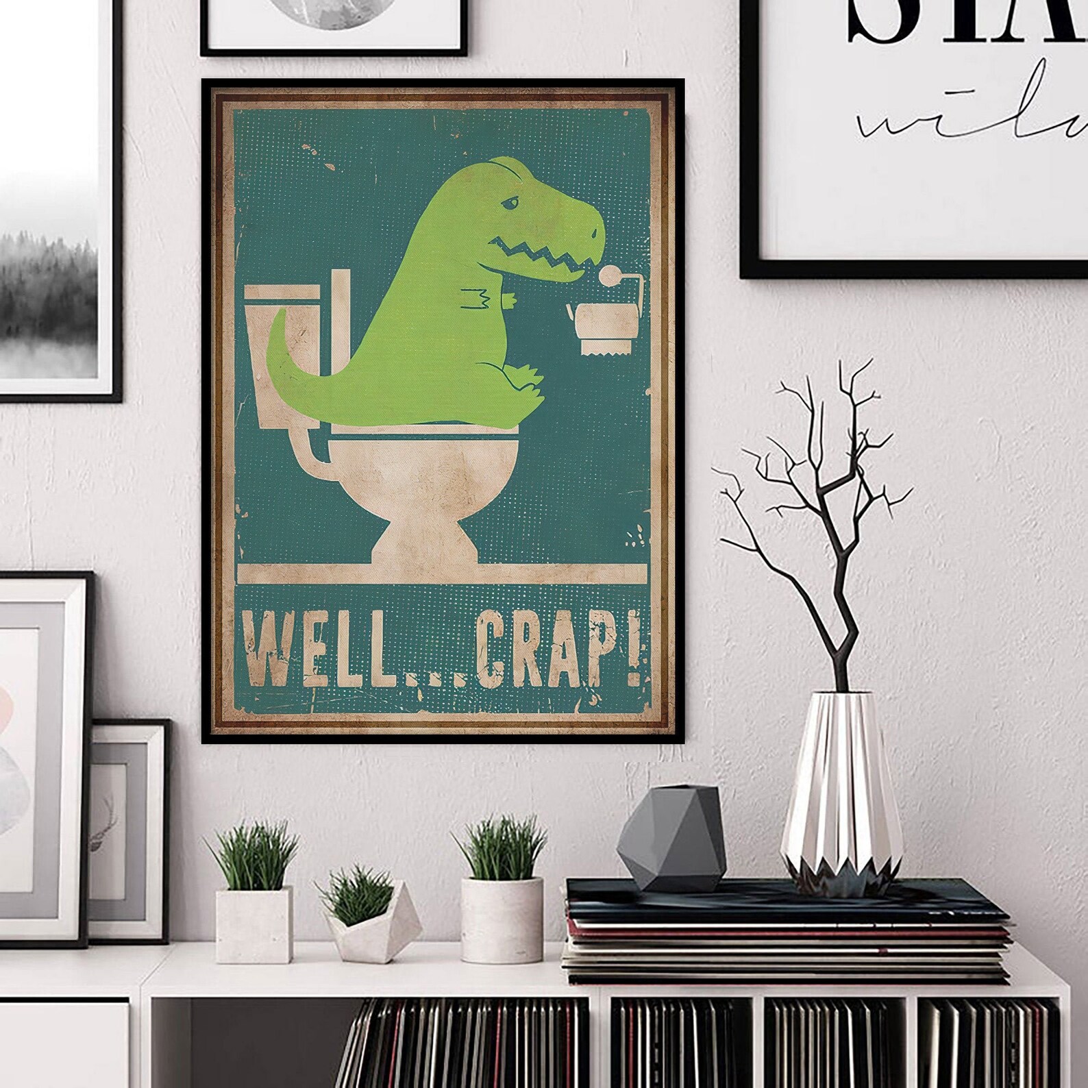 Well Crap Poster Dinosaur Canvas Print Funny Dinosaur T-Rex | Etsy