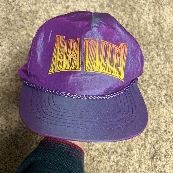 90s Y2K Mens Hat Napa Valley Purple Shiny - image 1