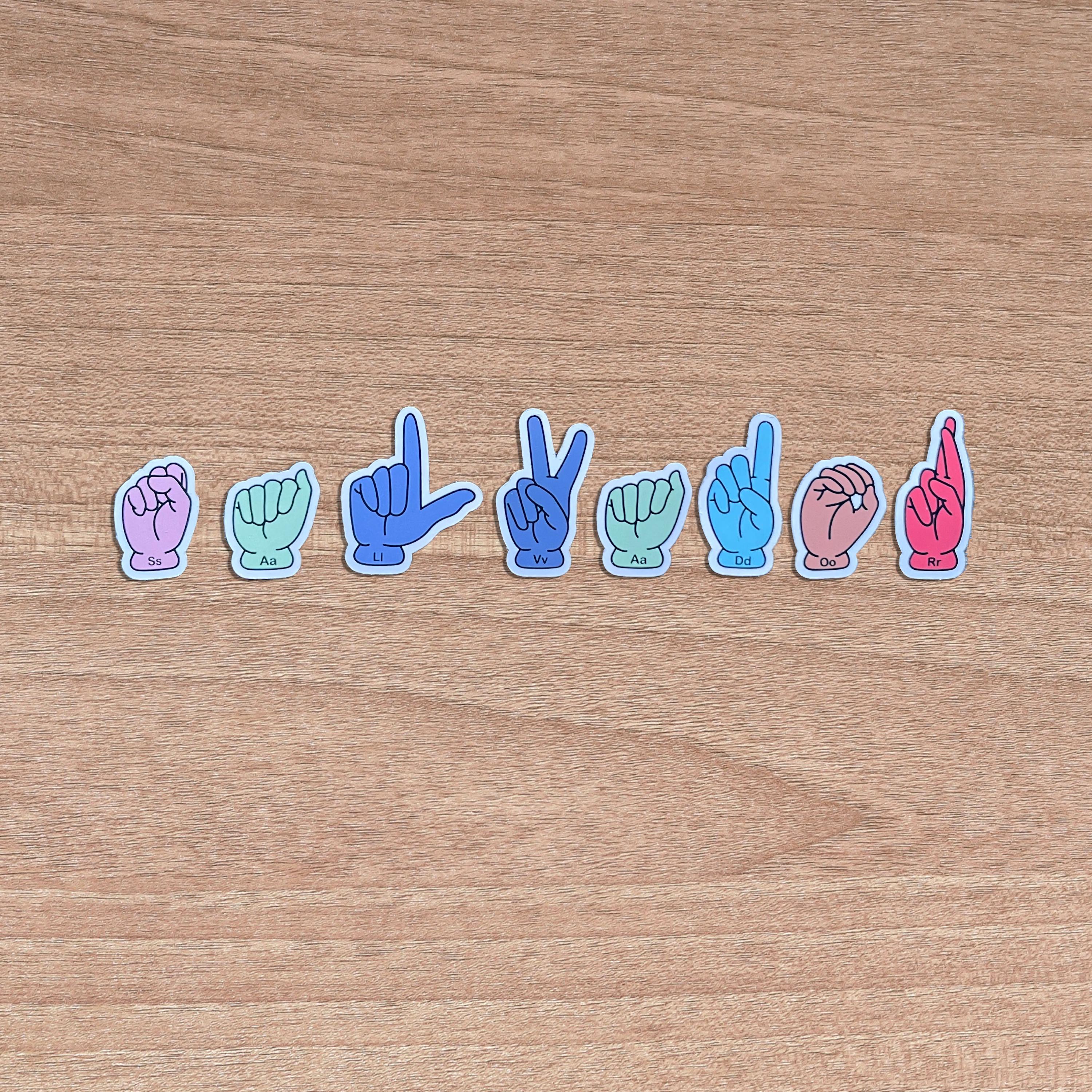 Custom ASL Name Stickers: Fingerspellings Lettering - Etsy