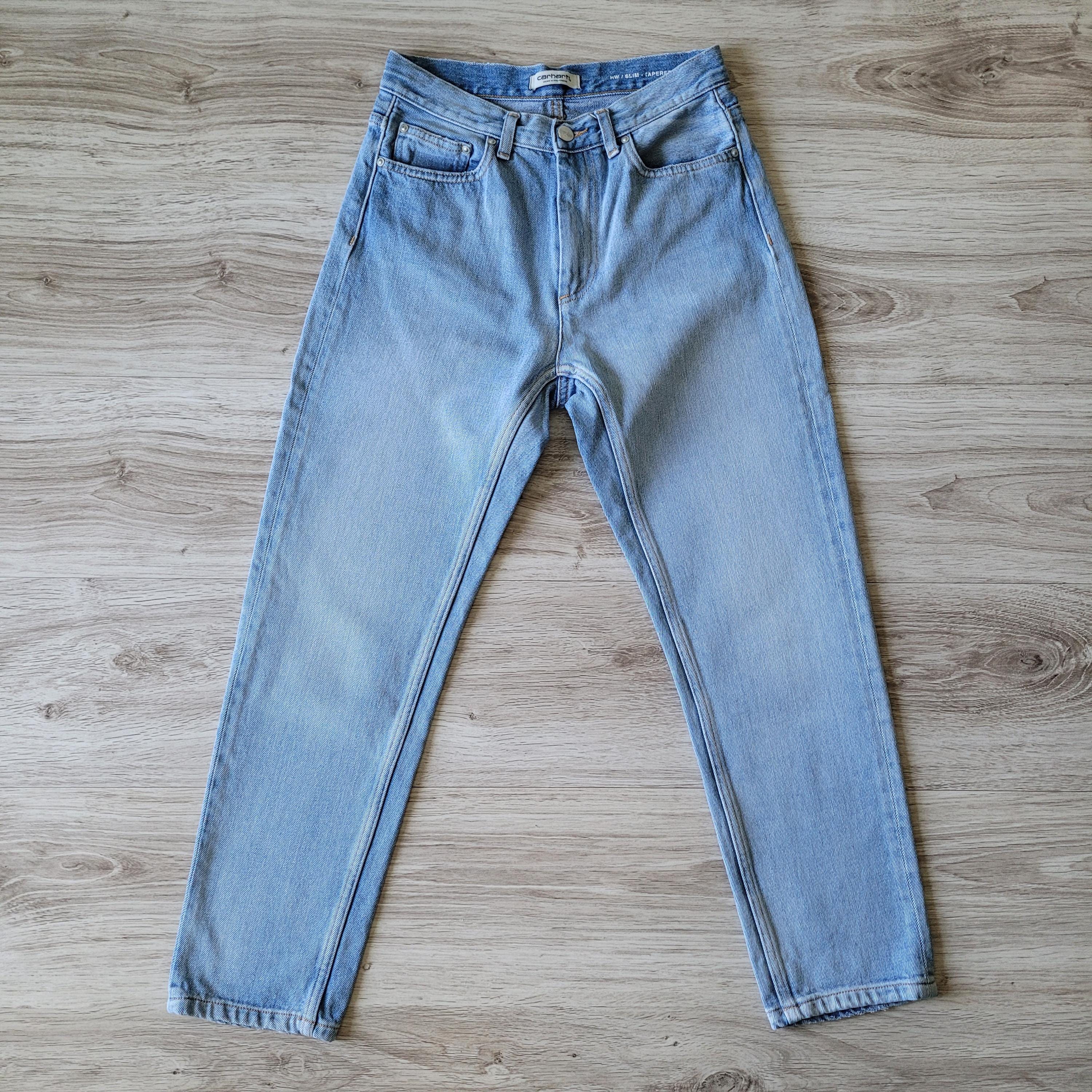 Carhartt women s W26 L26 S Page Carrot Ankle Pants Jeans High Waist Slim fit Tapered Light Blue Stone Washed Denim Trousers 100 Cotton