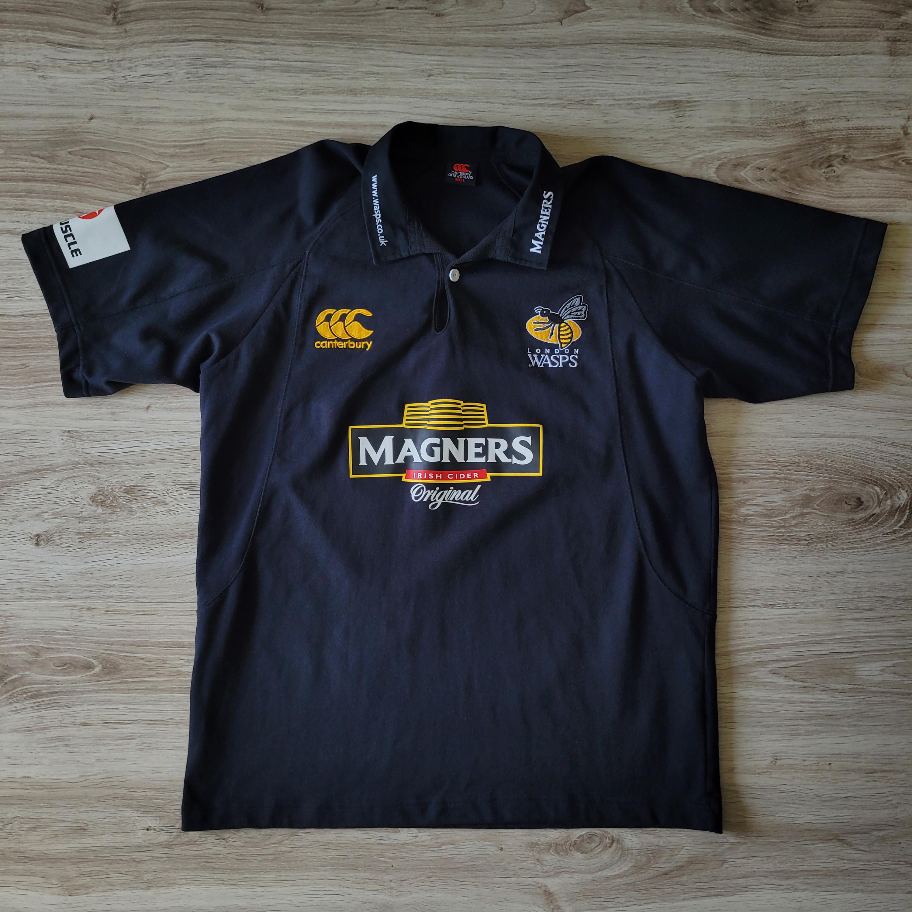 Canterbury London Wasps Size L-XL 2005-2006 Home Kit Polo T-shirt