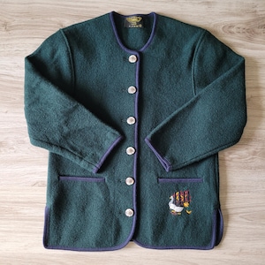 Vitabella Norge damstorlek S Kavaj 100 % ull Ofodrad Rak Klassisk passform Stretchig Långärmad Grön Traditionell Etnisk Nationell