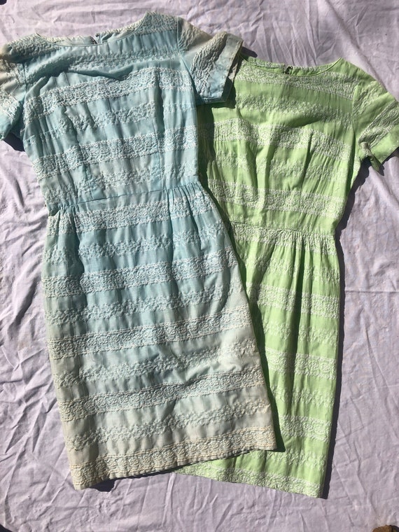 Twin Homemade 1950s/1960s Green and Blue Day Dress
