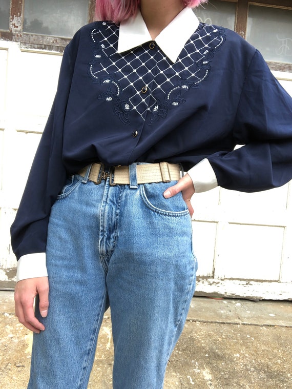 1990s Blue Vintage Bellina Blouse
