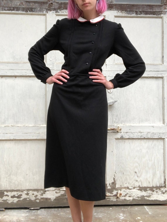 1980s Black Vintage Leslie Fay Wednesday Addams Dr