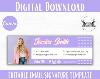 Editable Email Signature Template for Canva | Gmail Outlook Email Footer Design | Digital Download Branding Kit for Small Business PP05