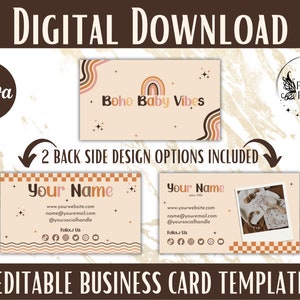 Boho Style Visitenkarten Vorlage - Bearbeitbares Canva Design | Anpassbare Karte für Small Business Branding - Herunterladbar - Individuell PP02