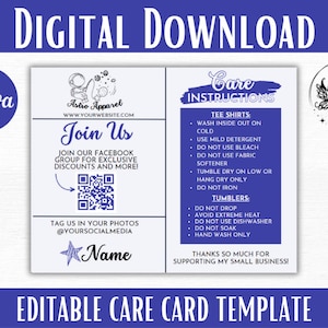 Modèle de carte violet espace soins Design toile modifiable Instructions imprimables pour kit de marque de petite entreprise carte de remerciement QR Code PP04
