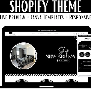 Shopify Website Theme Template - Black Shopify Store - Shopify Minimalist Design Boutique Website For Small Business Ecommerce PP01