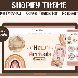 Boho Baby Vibes Shopify Theme: Customizable Website Design Template with Editable Canva Banners PP02
