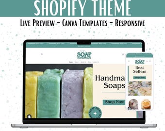 Modèle de site Web Shopify, ton naturel, thème pour les petites entreprises avec bannières Canva, conception de boutique adaptative moderne