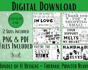 Lot d'autocollants thermiques de Noël pour emballages de petites entreprises, étiquettes d'expédition imprimables pour les fêtes, lot d'étiquettes numériques de Noël