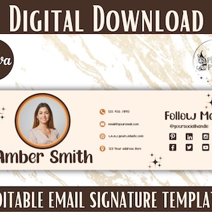 Boho Custom Email Signature - Canva Design Template | Business Branding Email Template for Gmail, Outlook Small Business Signature Kit PP02