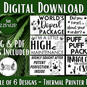 Marijuana-Themed Thermal Package Stickers: Elevate Your Packaging with Cannabis-Inspired Designs - Thermal Labels - PNG Pickup Labels