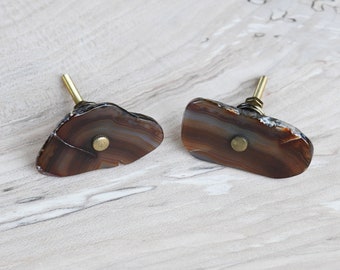 Banded Agate Drawer Pull - Set of 2