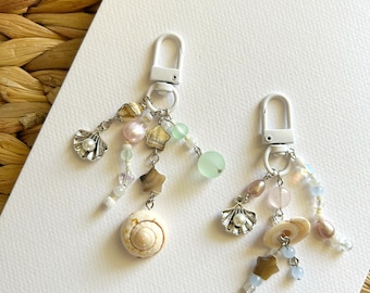 Pearly Shell Keychains | Handmade Beach Keychain | Ocean-Inspired Bag Charm | Summer Gift | Mermaidcore