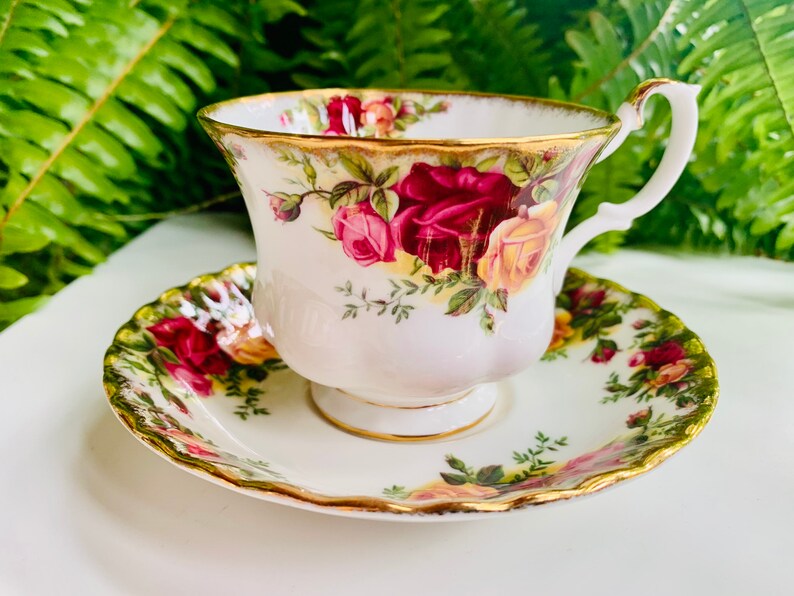 Vintage Royal Albert Old Country Roses Teacup Saucer and Side Etsy