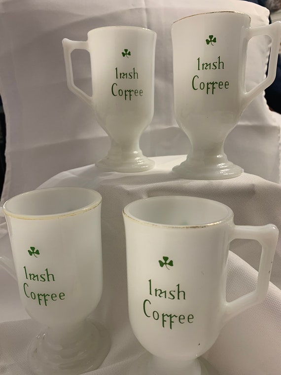 Vintage Set of 4 Milk Glass Irish Coffee Mugs Etsy Canada