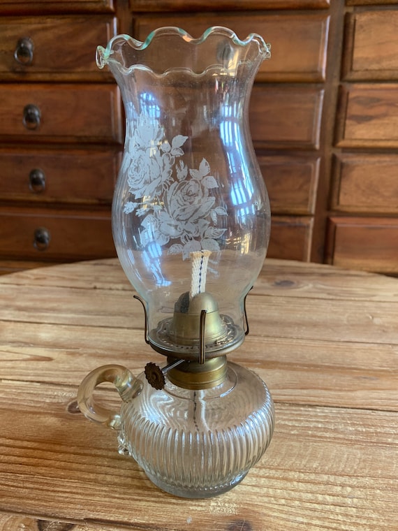 Vintage Finger Oil Lamp With Manhattan Brass Company Fitting Etsy