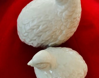 Vintage, pair of Japanese porcelain quail