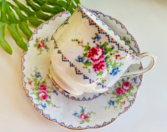 Vintage Royal Albert Petit Point bone china teacup and saucer
