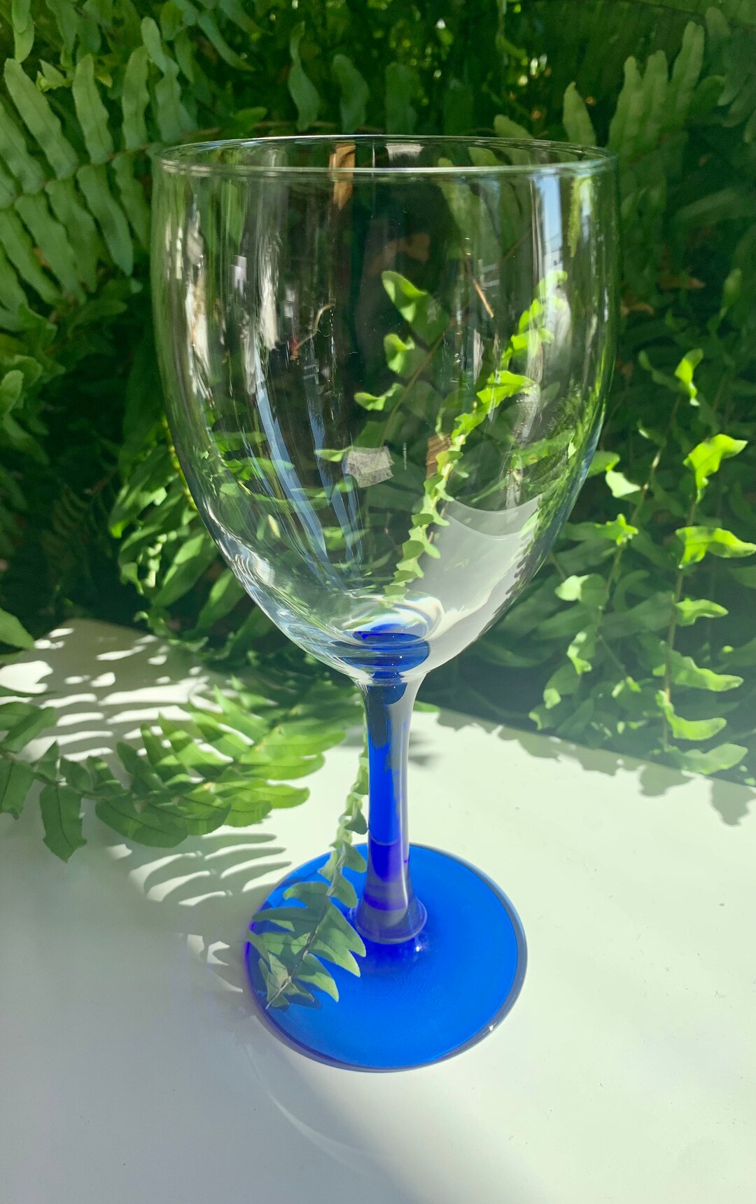Vintage Blue Stem Wine Glass and Large Blue Goblet Etsy