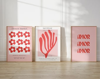Bundle 3 matisse art prints matisse papiers decoupes matisse pink art print matisse matcha digital art print matisse poster flower market