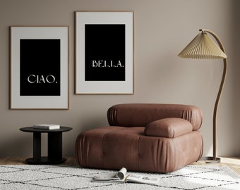 Ciao Bella art print bundle 2 italian art prints italy art print fashion art print black and white wall art neutral wall art fashion poster