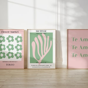 Bundle 3 matisse art prints matisse papiers decoupes matisse pink art print matisse matcha digital art print matisse poster flower market