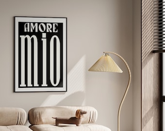 Amore Mio art print Italian wall art amore love print amore mio nero art print designer art print black and white wall art