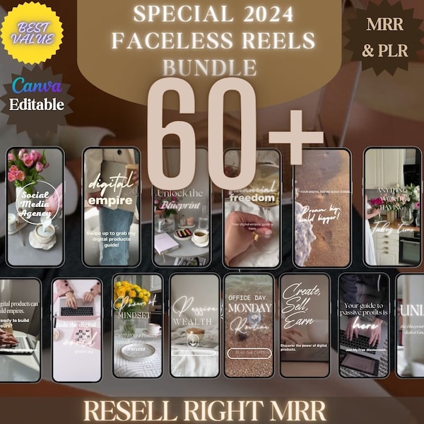 MRR Faceless Instagram Reels with Resell Right & PLR Faceless Marketing Branding Kit Instagram Templates sind zum Verkauf auf Etsy,Stan.