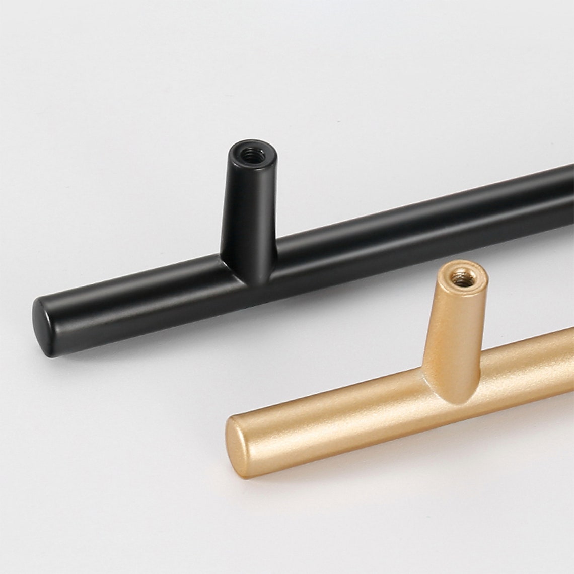 Simple Long Black Gold Hardware Gold Knobs Etsy